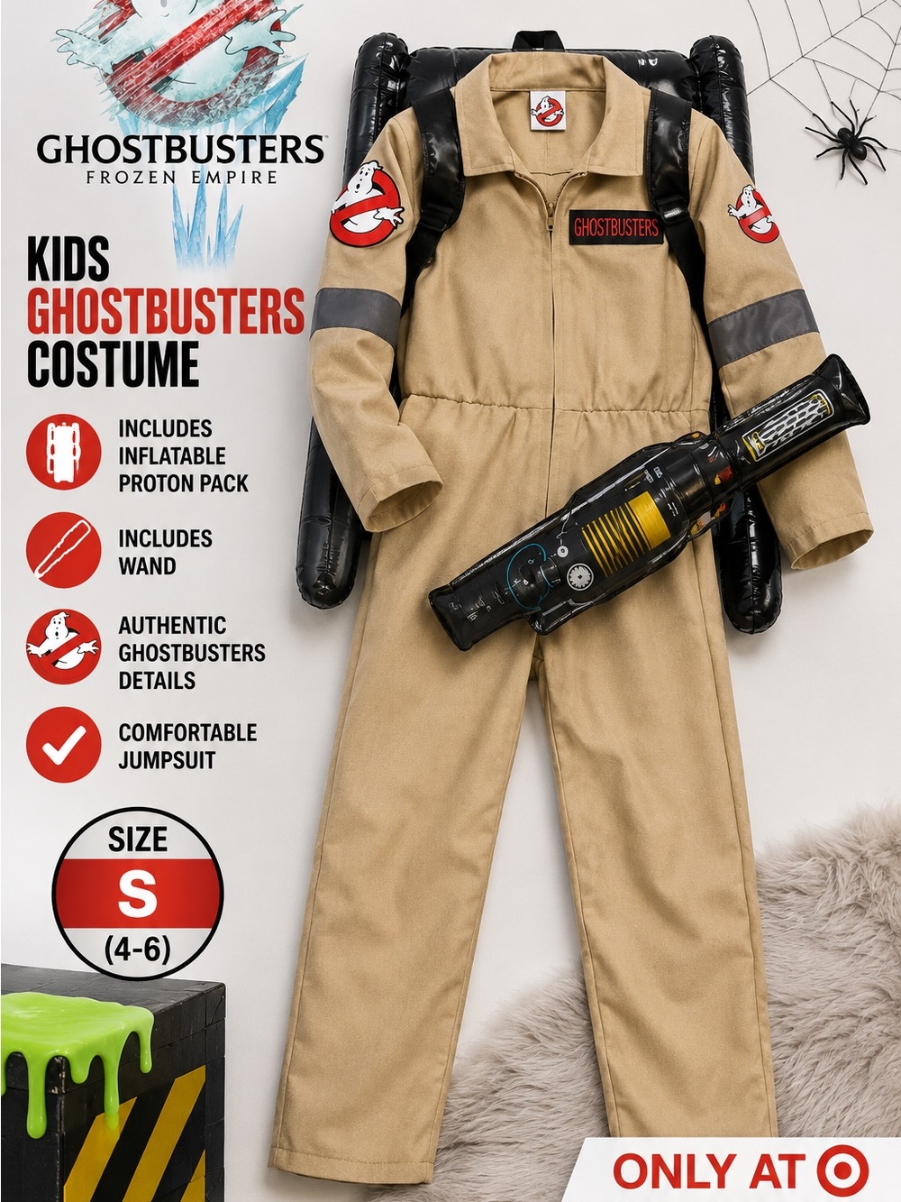 Ghost Buster Jumpsuit Costume with Inflatable Proton Pack